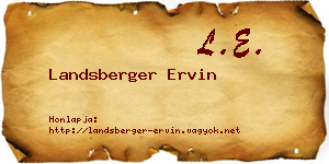 Landsberger Ervin névjegykártya
